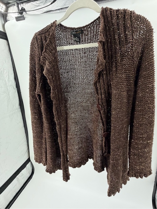 BCBGMaxAzria Sweaters - Vintage BCBGMaxAzria Brown Open-Knit Button-Front‎ Cardigan